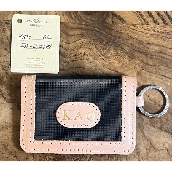 Jon Hart Design Accessories - Jon Hart ID Wallet Women OS Black Excellent KAΘ Sorority Monogram Leather Trim